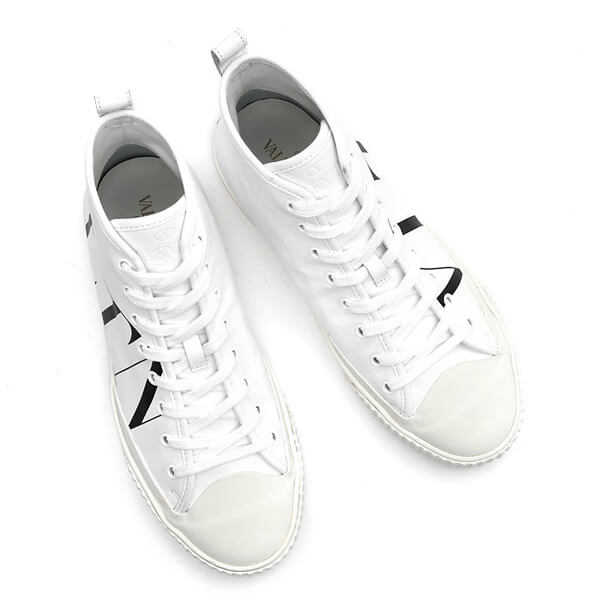 VALENTINO VLTN ヴァレンティノ ハイカット スニーカー コピー レザー_WHITE