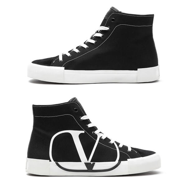 VALENTINO 19AW V logo ヴァレンティノ ハイカット スニーカー 偽物_BLACK