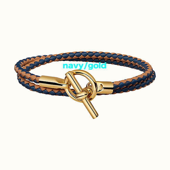 HERMES ブレスレット コピー カーフスキン Glenan Double Tour bracelet/ゴールド金具