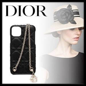 【DIOR ディオール iphoneケース コピー 】レザー ロゴチャーム チェーン