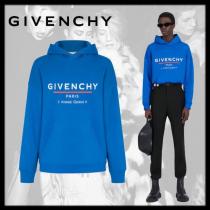 ジバンシー パーカー コピー GIVENCHYレーベルプリントフーデッド - フード付きオーシャンブルーフェルパ スウェットシャツ