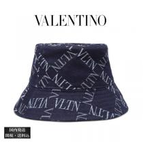 VALENTINO ヴァレンティノ キャップ コピー ロゴ プリント デニム バケットハット ネ...