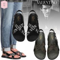 【VALENTINO】VLTN ヴァレンティノ サンダル 偽物 ロゴ入り ローヒールサンダル