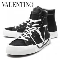 VALENTINO 19AW V logo ヴァレンティノ ハイカット スニーカー 偽物_BLA...