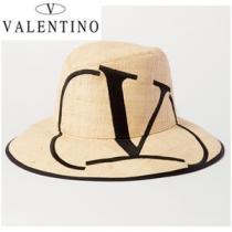 ★ヴァレンティノ キャップ コピー★VALENTINO GARAVANI EMBROIDERED STRAW FEDORA