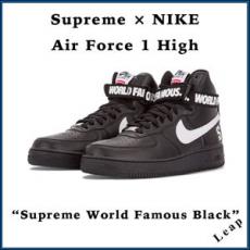 【Nike】シュプリーム x ナイキ スニーカー コピー 激レア Supreme Air Force 1 High "World Famous Black"