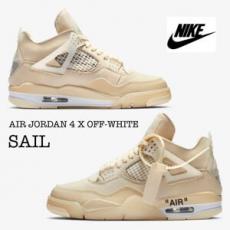 ナイキ オフ ホワイト スニーカー コピー ウィメンズ エアジョーダン ４ レトロ セイル コラボ Nike x Off-White Wmns Air Jordan 4 Retro Sail  CV9388-100