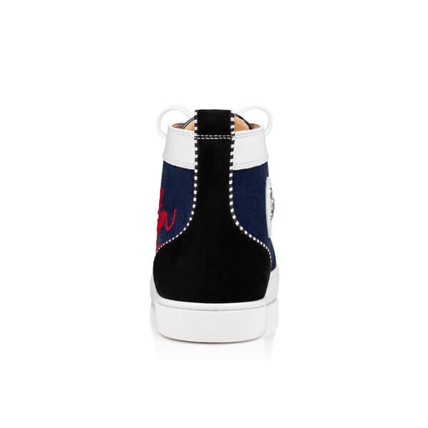 関税込! Christian Louboutin レプリカNavy Louis ハイカット スニーカー 1200894CMA3