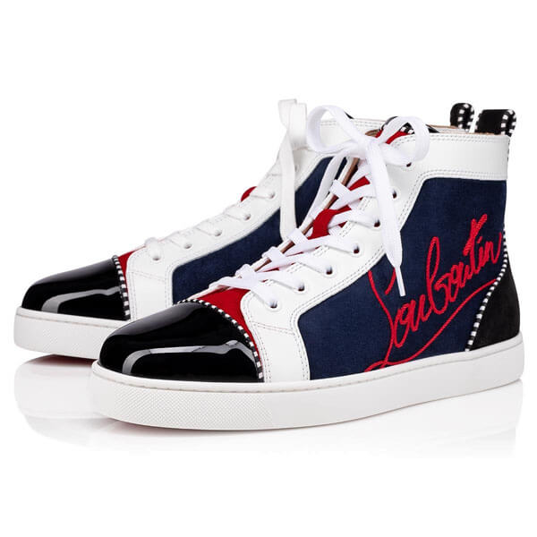 関税込! Christian Louboutin レプリカNavy Louis ハイカット スニーカー 1200894CMA3