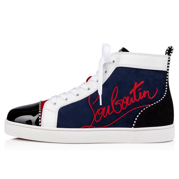 関税込! Christian Louboutin レプリカNavy Louis ハイカット スニーカー 1200894CMA3