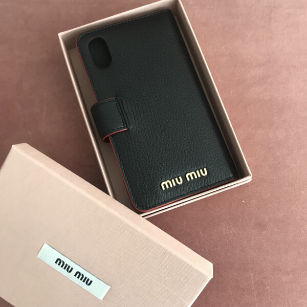 miumiu iphoneケース コピー Miu Miu 手帳タイプ iPhone X/XS対応ケース マドラスレザー