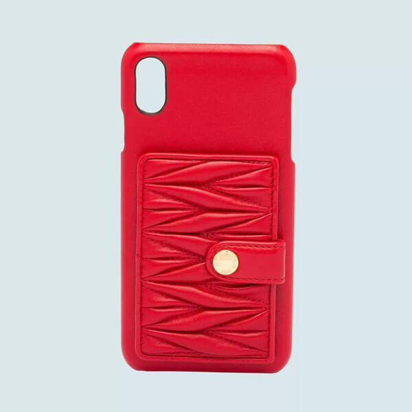 miumiu iphoneケース コピー MiuMiu マテラッセ カード入れ付IPHONE XS MAXケース 5ZH083