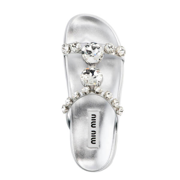 miumiu サンダル 偽物 クリスタル付サンダル 5XX414F0103T06F0118 クリスタル付サンダル