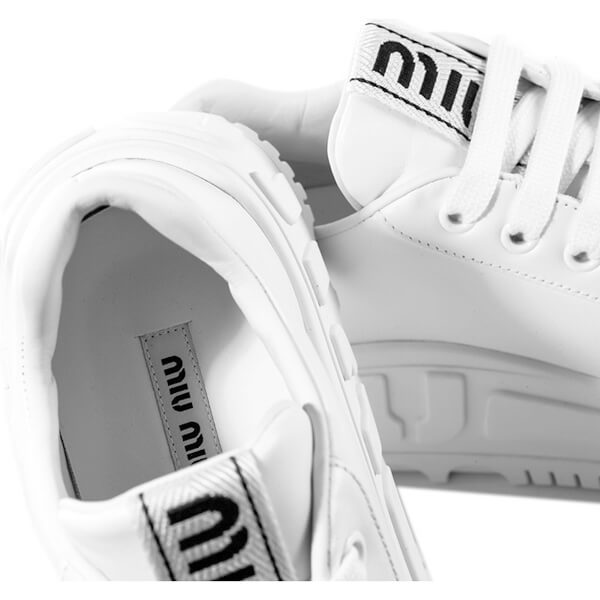 miumiu スニーカー コピー ウェッジ LEATHER WEDGE SNEAKERS レザーハイトップ CON LOGO