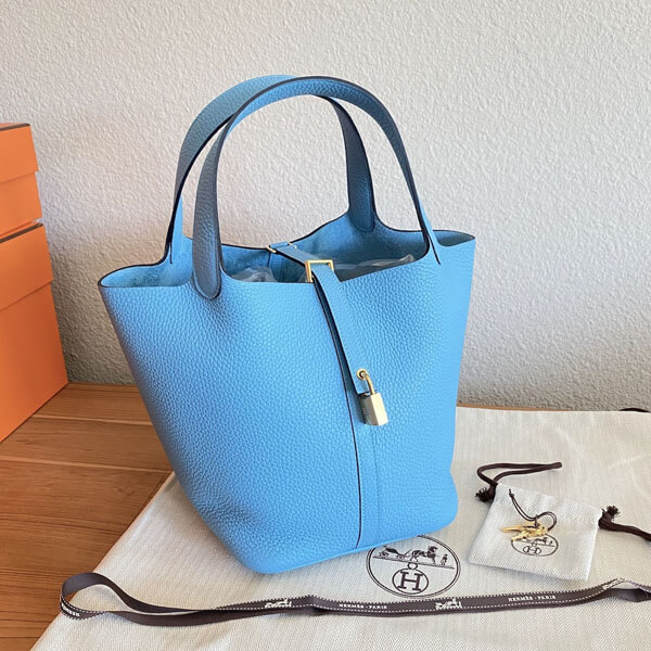 HERMES エルメス ピコタン 偽物 MM22 ゴールド金具 ブルーノール