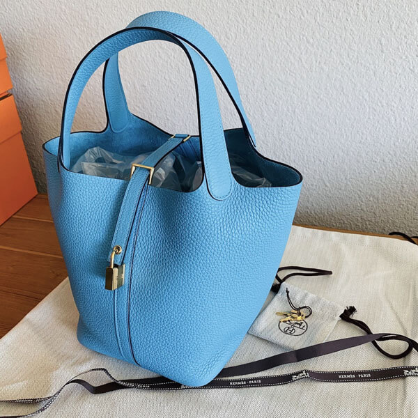 HERMES エルメス ピコタン 偽物 MM22 ゴールド金具 ブルーノール