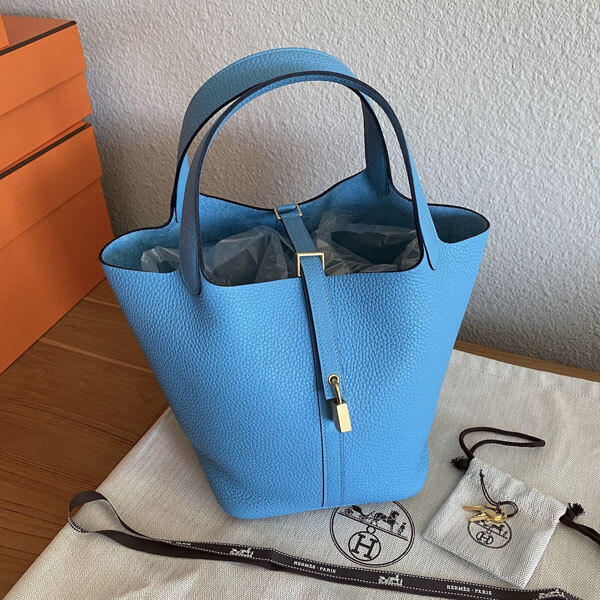 HERMES エルメス ピコタン 偽物 MM22 ゴールド金具 ブルーノール