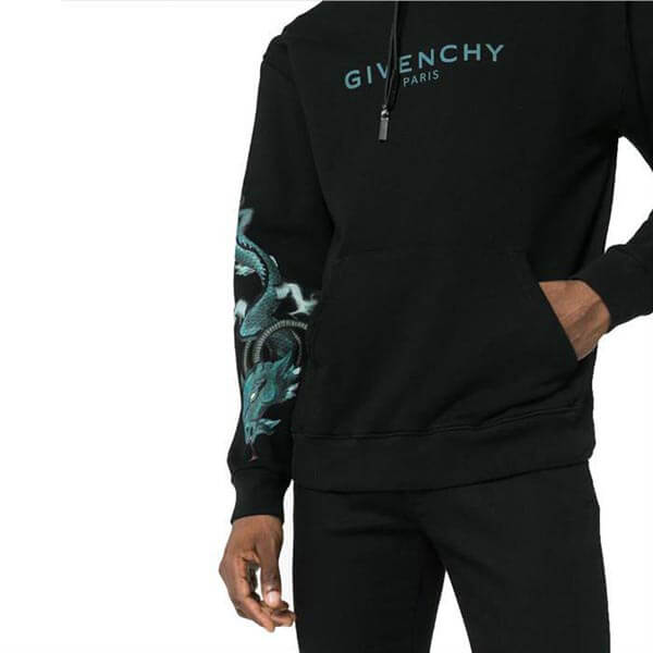 2020新作限定大人気 ジバンシィ偽物 パーカー GIVENCHY 20AW Logo&Dragon BLACK