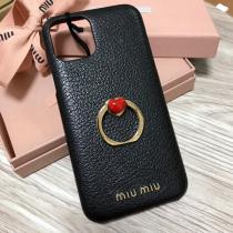 miumiu iphoneケース コピー iphone 11pro 11proMAX ケース リング付きで ハート ビジューがついたキュートなデザイン