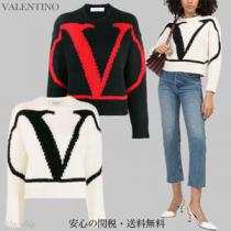 VALENTINO ヴァレンティノ Vロゴトレーナー コピー Vロゴ インターシャ アルパカ ニ...