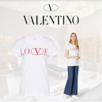 ★VALENTINO★LOVE ヴァレンティノ Tシャツ コピー シンプル半袖☆White×Re...