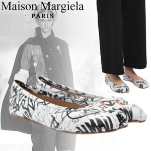 メゾンマルジェラ シューズ 偽物 Maison Margiela Graffiti Tabi バレリーナ ホワイト 2ML149MS