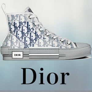 【Dior Homme】偽物20AW B23ネイビーハイトップスニーカー 3SH118YNT_H568