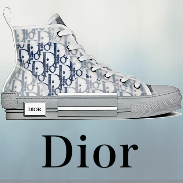 【Dior Homme】偽物20AW B23ネイビーハイトップスニーカー 3SH118YNT_H568