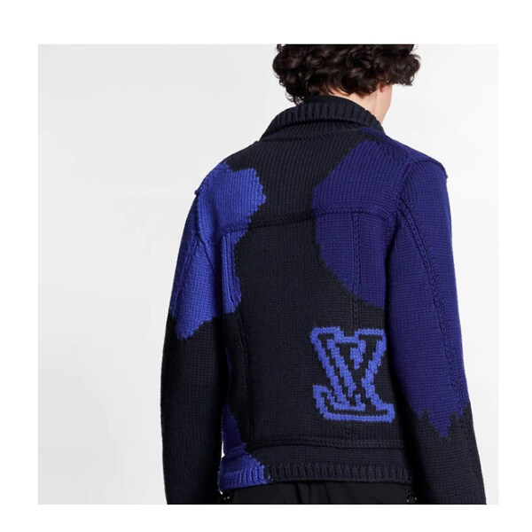 【２０AW 新作】ルイヴィトン偽物 VESTE BOUTONNEE LV INTARSIA ブルー 1A7XBC