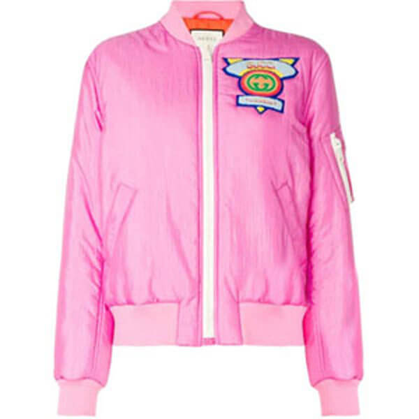 GUCCI 偽物★素敵！Appliqued satin shell bomber Jacket