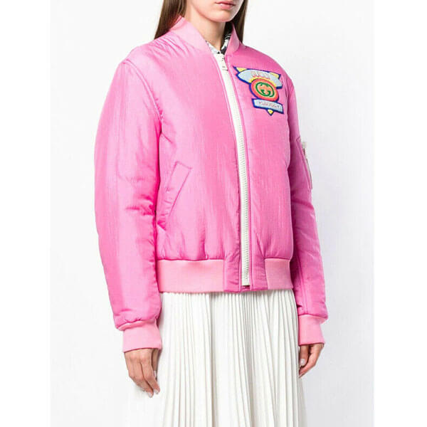 GUCCI 偽物★素敵！Appliqued satin shell bomber Jacket