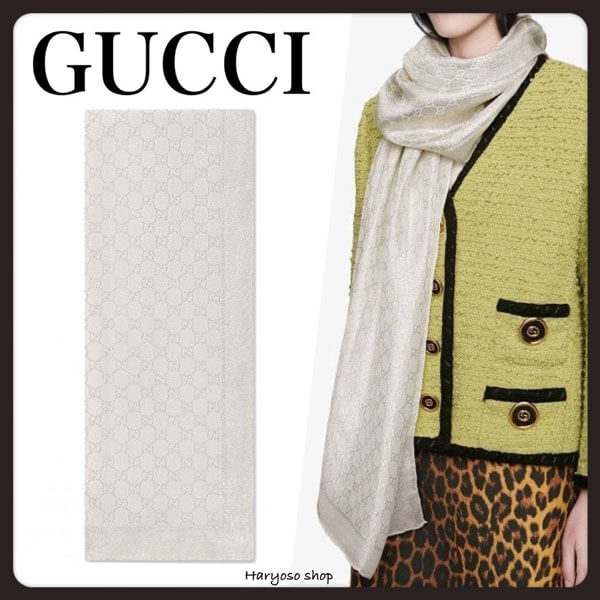 GUCCI ラメ入りシルクジャガードストール 偽物 572470 3G448 1900