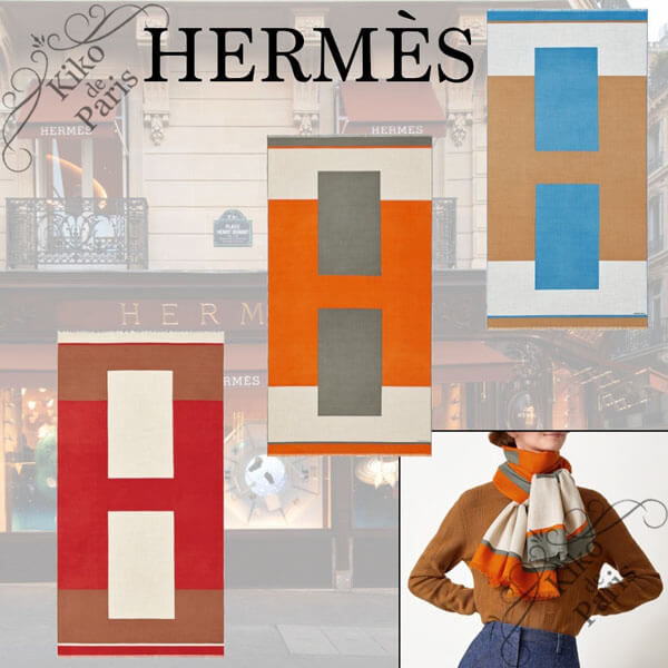 Hermes H Passant カシミヤ シルク ストール 偽物