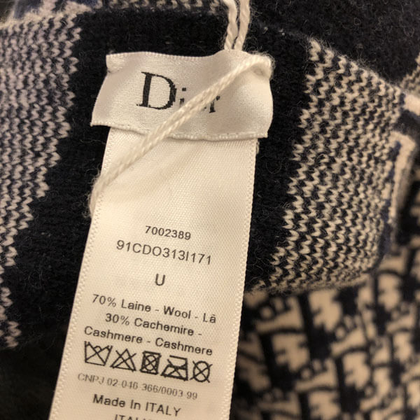 【Dior】20AW ウール/カシミヤ CD OBLIQUE ストール 偽物 (各色) 91CDO313I171