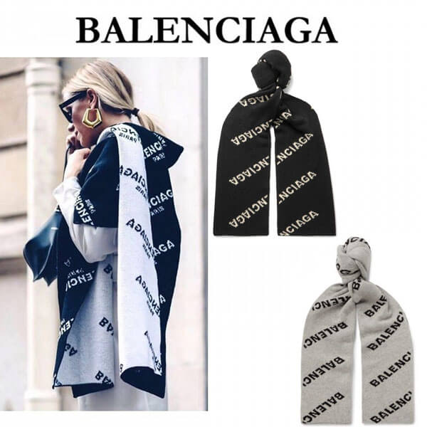 これ一つで断然キマル★新作★BALENCIAGA★ロゴプリントストール コピー