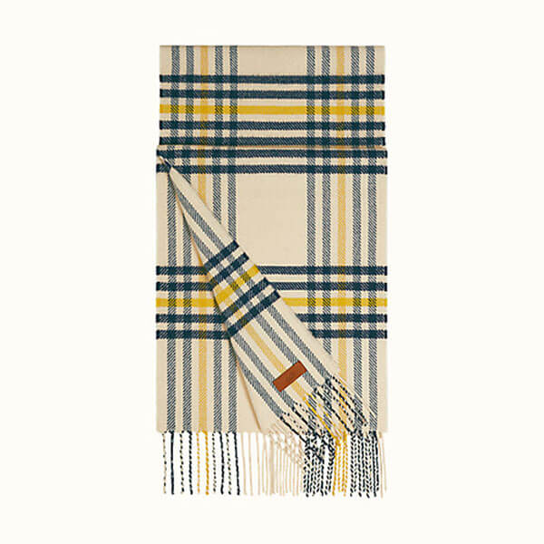 エルメス★Blanket Check Scarf ★ カシミヤマフラー 偽物 H259031S