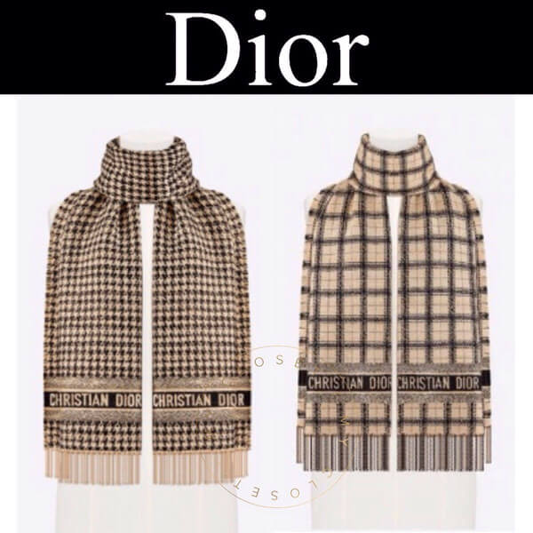 人気新作 即日対応☆DIOR ハウンドトゥース ウール混 ストール コピー カシミヤ 千鳥格子 02DNH303I122