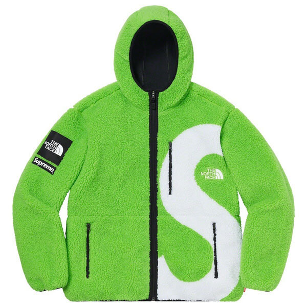 supreme north face 偽物 ノースフェイス コラボ ロゴ入りフリース ライム Lime