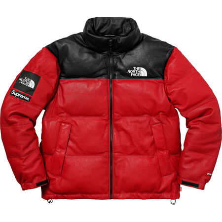 supreme north face 偽物 シュプリーム ノースフェイス ダウン ヌプシ レザーダウンジャケット