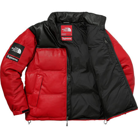 supreme north face 偽物 シュプリーム ノースフェイス ダウン ヌプシ レザーダウンジャケット