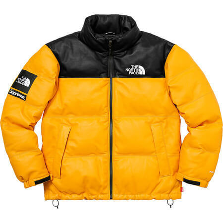 supreme north face 偽物 シュプリーム ノースフェイス ダウン ヌプシ レザーダウンジャケット