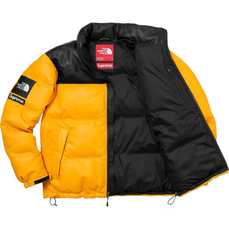 supreme north face 偽物 シュプリーム ノースフェイス ダウン ヌプシ レザーダウンジャケット