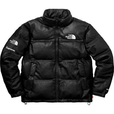 supreme north face 偽物 シュプリーム ノースフェイス ダウン ヌプシ レザーダウンジャケット