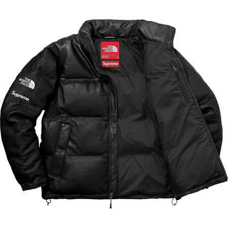 supreme north face 偽物 シュプリーム ノースフェイス ダウン ヌプシ レザーダウンジャケット