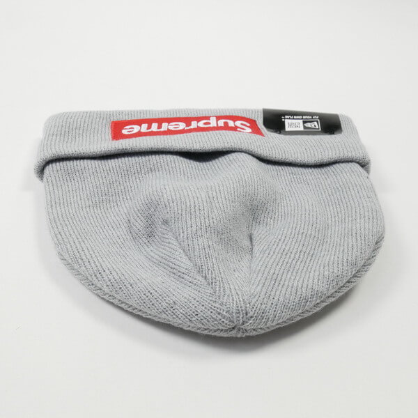 supreme ニット 帽 偽物  New Era Box Logo ロゴビーニー グレー (ステッカー付き)