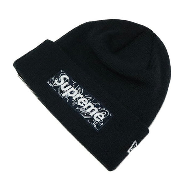 supreme ニット 帽 偽物 シュプリームNEW ERA BOX LOGO BEANIE ブラッ