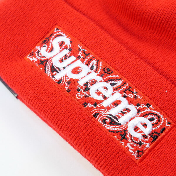 supreme ニット 帽 偽物 Bandana Box Logo New Era Beanie (ステッカー付)