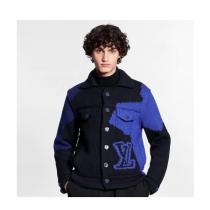 【２０AW 新作】ルイヴィトン偽物 VESTE BOUTONNEE LV INTARSIA ブル...