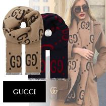 人気【GUCCI】GGジャカード ウールシルク マフラー 偽物