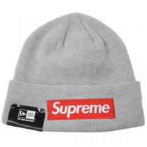 supreme ニット 帽 偽物  New Era Box Logo ロゴビーニー グレー (ス...